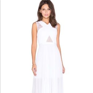 BCBGMaxazria White Cross Front Gown w Lace Details